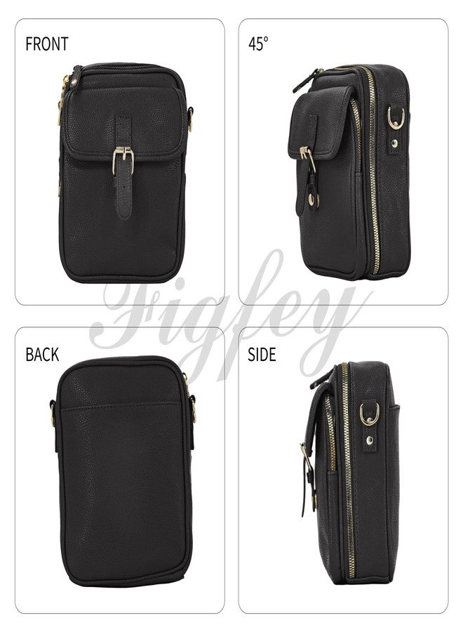 Figfey Leather Crossbody Bags for Women Travel Small Crossbody Purse Anti Theft Waterproof Bum Bag with Built in Wallet - Image 4